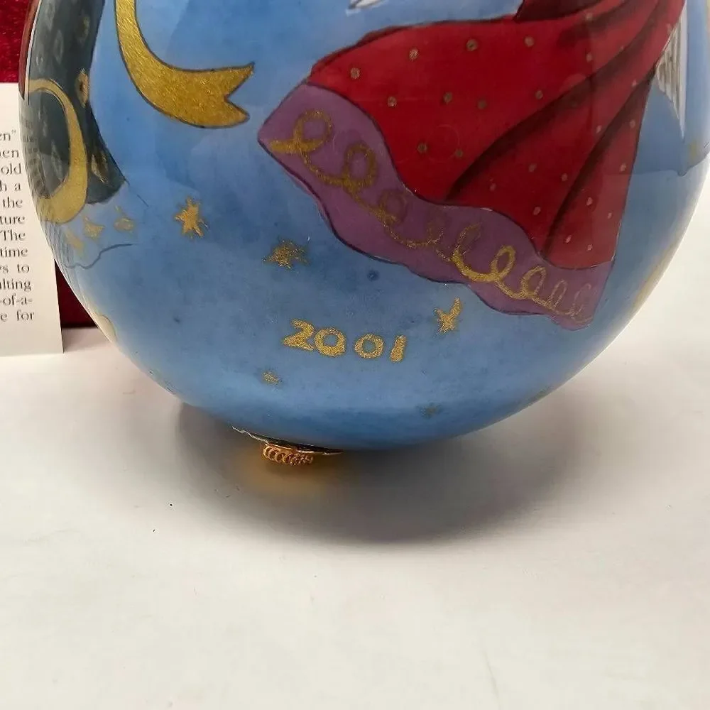 PIER ONE LI BIEN REVERSE HAND PAINTED GLASS CHRISTMAS ANGELS 2001 ORNAMENT 3.5